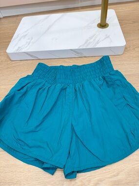 all in motion Teal Ruched-Waist Active Shorts